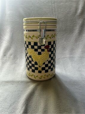 Home Essentials Cream and Black Rooster Ceramic Canister